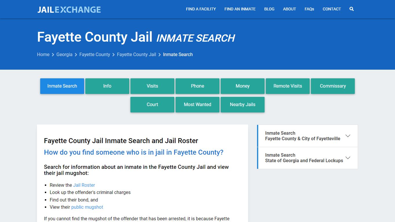 Inmate Search: Roster & Mugshots - Fayette County Jail, GA