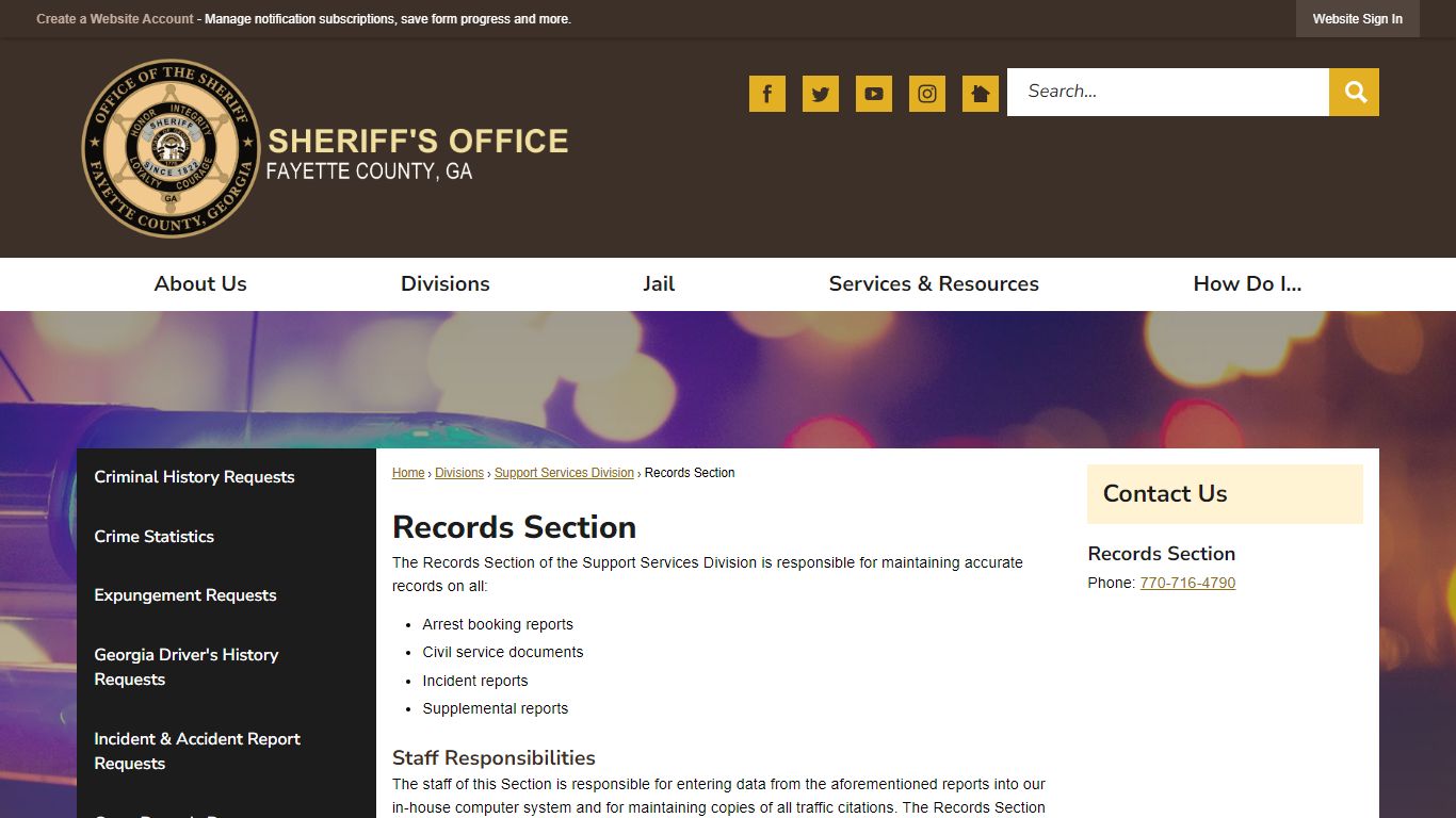 Records Section | Fayette County Sheriff, GA